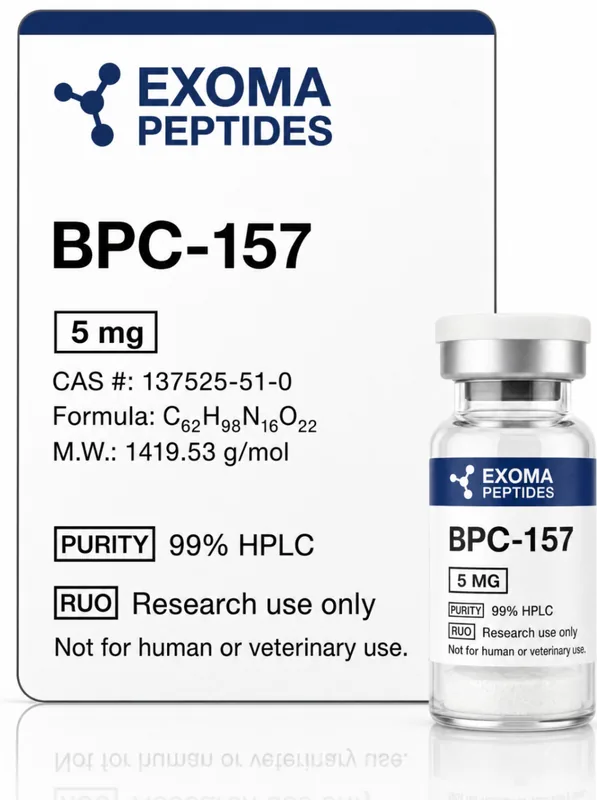 BPC-157 5 mg — vial liofilizado de investigación, EXOMA Peptides México