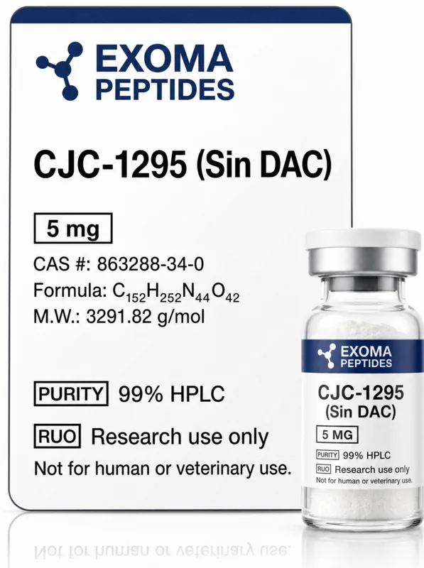 CJC-1295 (Sin DAC) 5 mg — vial liofilizado de investigación, EXOMA Peptides México