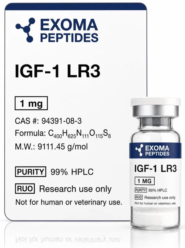 IGF-1 LR3 1 mg — vial liofilizado de investigación, EXOMA Peptides México