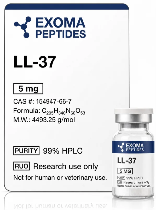 LL-37 5 mg — vial liofilizado de investigación, EXOMA Peptides México
