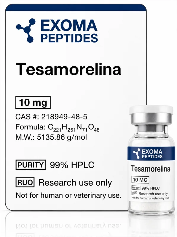 Tesamorelina 10 mg — vial liofilizado de investigación, EXOMA Peptides México