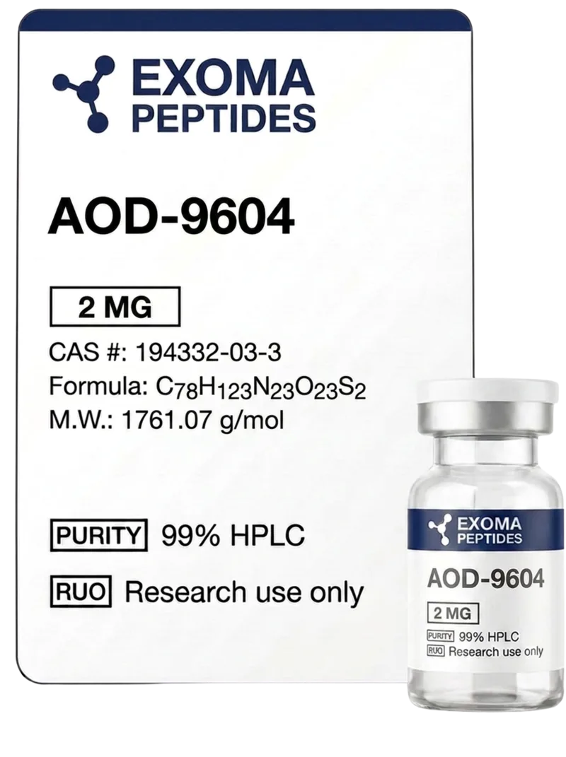 AOD-9604 2 mg — vial liofilizado de investigación, EXOMA Peptides México
