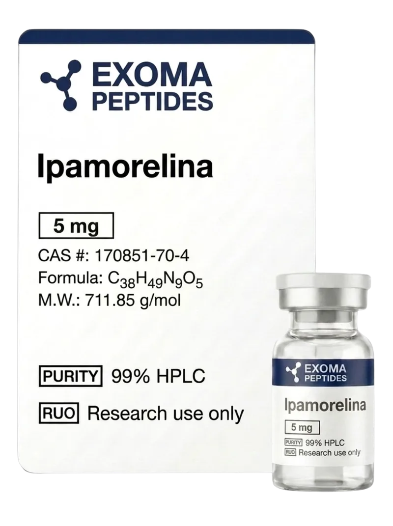 Ipamorelina 5 mg — vial liofilizado de investigación, EXOMA Peptides México