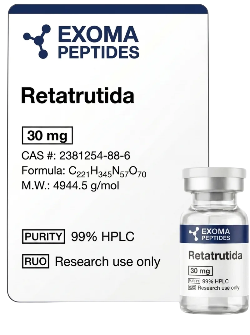 Retatrutida 30 mg — vial liofilizado de investigación, EXOMA Peptides México