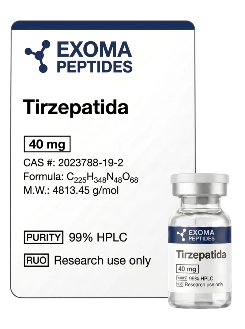 Tirzepatida 40 mg — vial liofilizado de investigación, EXOMA Peptides México